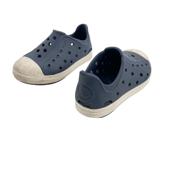Crocs Bump It Navy Blue Oyster Slip On Water Shoes Youth Size 9 Waterproof - Picture 1 of 6